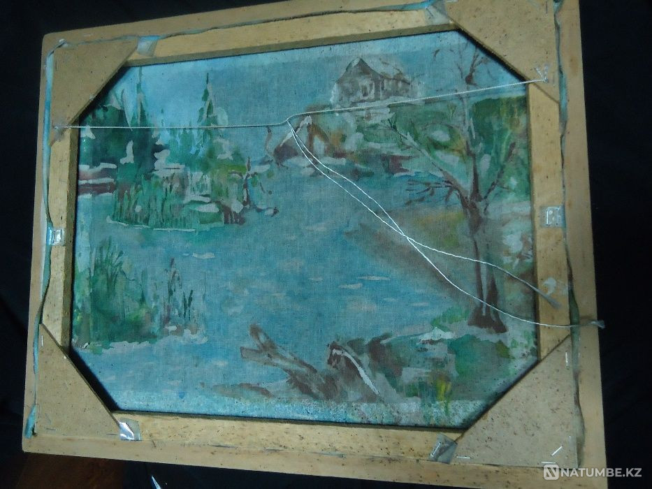 Antique fabric painting in batik style in a wooden frame 50cm by 40  - photo 8