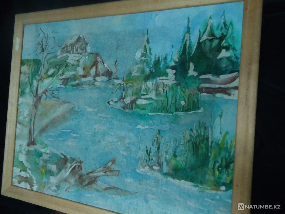 Antique fabric painting in batik style in a wooden frame 50cm by 40  - photo 5