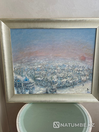 Painting View of snowy Astana from the blue dome  - photo 1