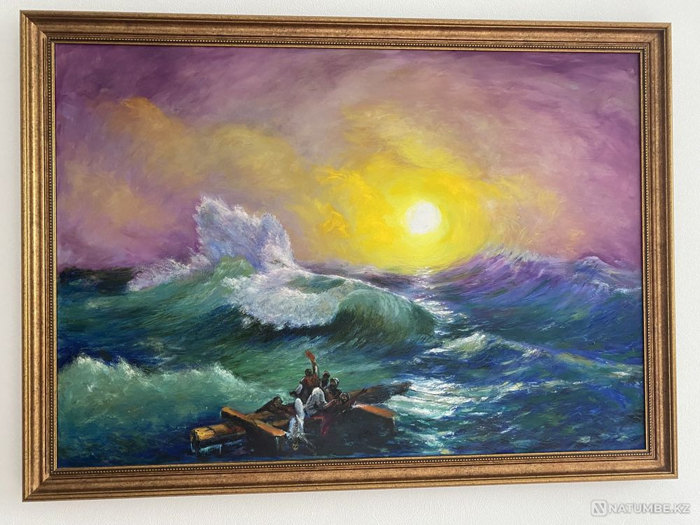 Картина маслом; срисованная с Айвазовского И.К. «Девятый вал»  - изображение 1