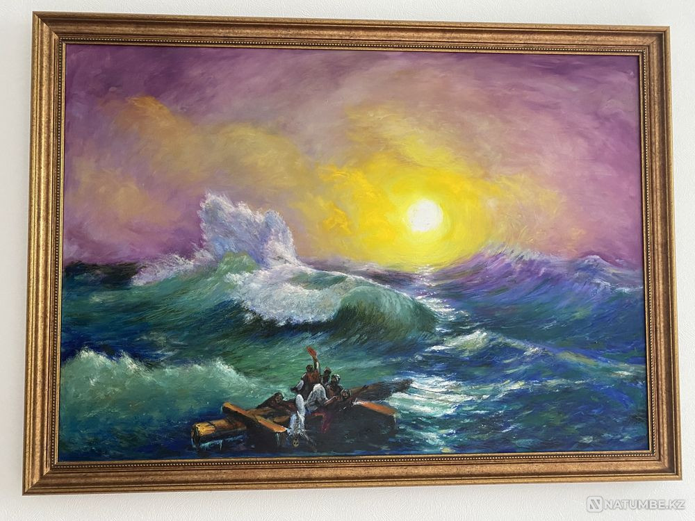 Картина маслом; срисованная с Айвазовского И.К. «Девятый вал»  - изображение 5