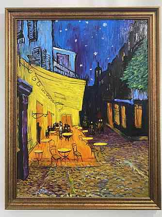 Картина маслом; срисованная с Ван Гога; Ночная терраса кафе 