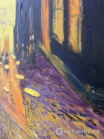 Картина маслом; срисованная с Ван Гога; Ночная терраса кафе  - изображение 5