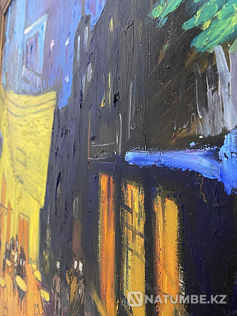 Картина маслом; срисованная с Ван Гога; Ночная терраса кафе  - изображение 3