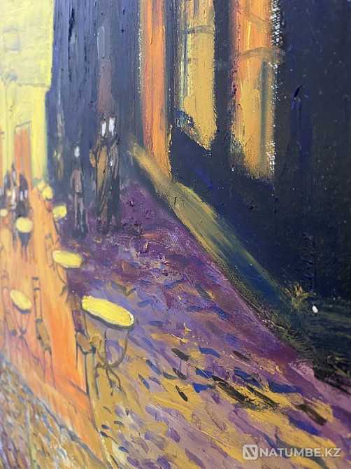 Картина маслом; срисованная с Ван Гога; Ночная терраса кафе  - изображение 5