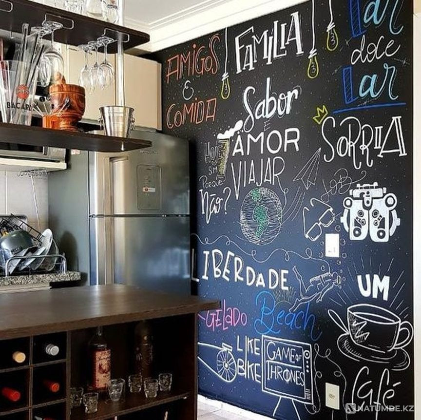 Меловая плёнка. Обои для рисования. Черный обои меловые  - изображение 4