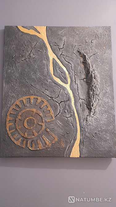 Three-dimensional painting; bas-relief; acrylic; made with gold leaf;  - photo 1