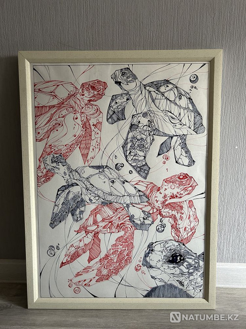 Картина 55на75; тушью и пером; вместе с рамкой  - изображение 1