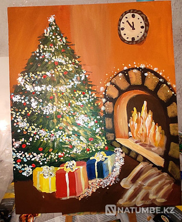 Продам новогоднюю картину "Уют у камина"  - изображение 1