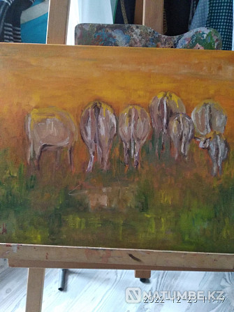Oil painting "Leaving cows"  - photo 1