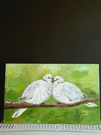 Oil on canvas. Turtle Doves  - photo 1