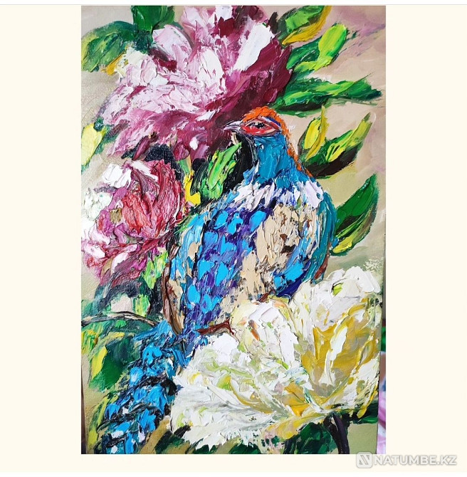 Painting. Bird in the garden  - photo 1