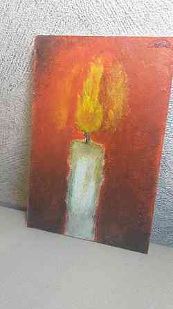 Миниатюрная картина " Свеча в полумраке " 