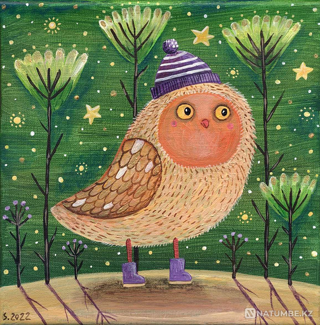 20 х 20 см акрил бояуы; зембілдегі кенеп; акрил  - изображение 2