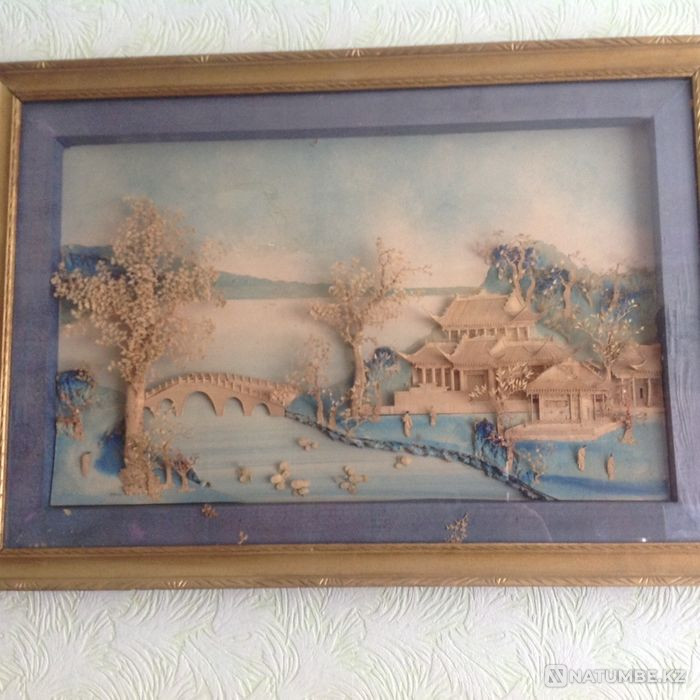 Антиквариат винтаж ручная китайский мастер 1924 г работа панно-картина  - изображение 2