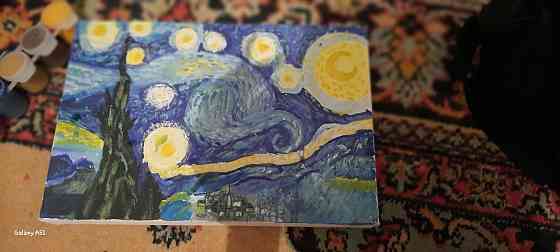 картина гуашью "Винсент Ван Гог-Звездная ночь" 