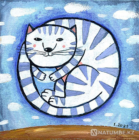 Картина акрилом "Кот в облаках"  - изображение 3
