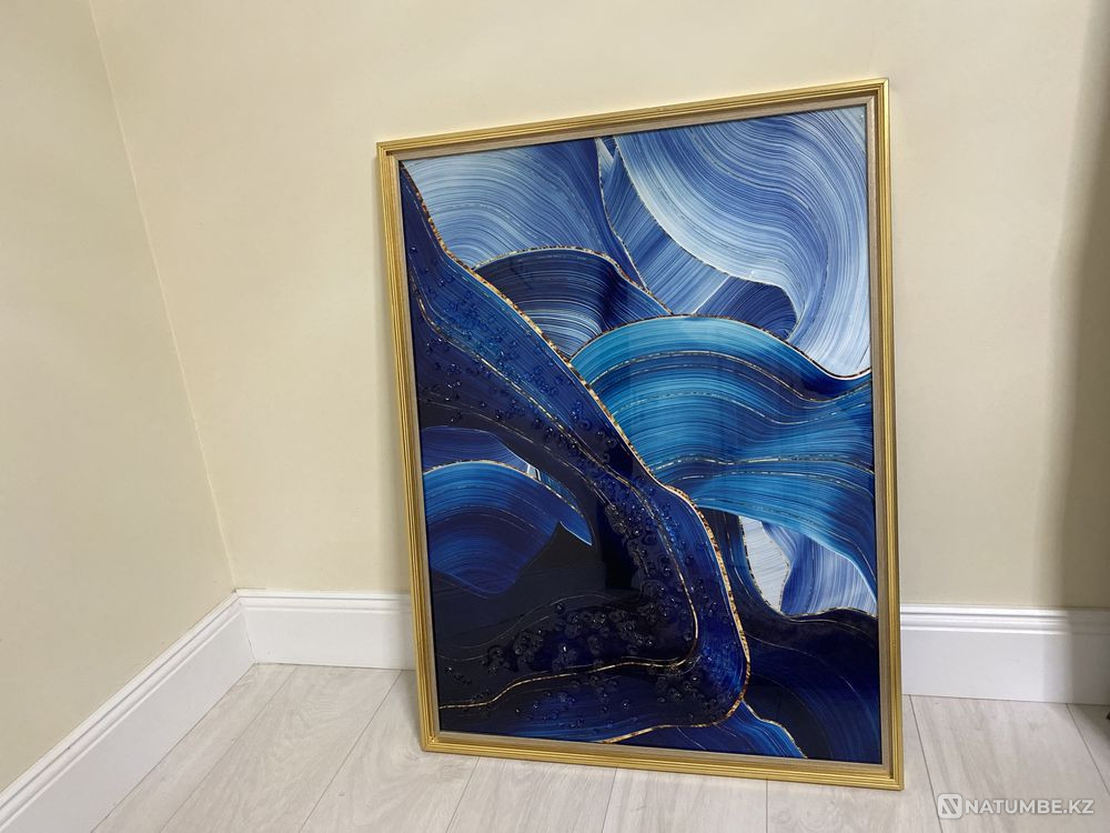 Interesting painting in blue tones  - photo 1