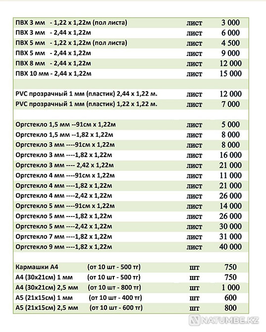 Plexiglas A4. Plexiglas A5. Pockets A4. Sale and cutting of plexiglass.PVC Almaty - photo 4