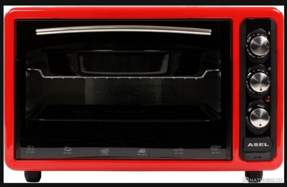 Настольная электропечь ASEL AF 40-2 красный Объем духовки40.0 лМощн Алматы - изображение 2