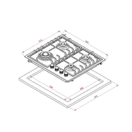 Оптовые цены! Варочная поверхность Газ Elleti 65535DNG / Газовая плита Almaty
