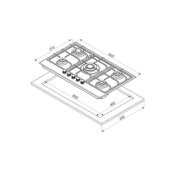 Варочная поверхность Elleti 22 485 SW черный | Газовая плита Almaty