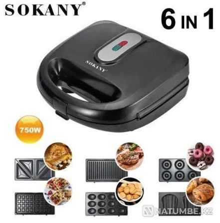 Мультипекарь 6в1; Вафельница Sokany SK-908 Алматы - изображение 1