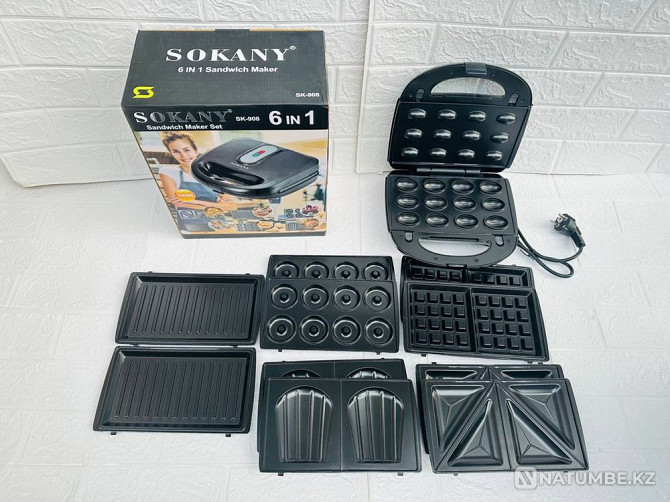 Мультипекарь 6в1; Вафельница Sokany SK-908 Алматы - изображение 2