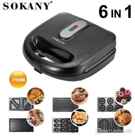 Мультипекарь 6в1; Вафельница Sokany SK-908 Алматы - изображение 1