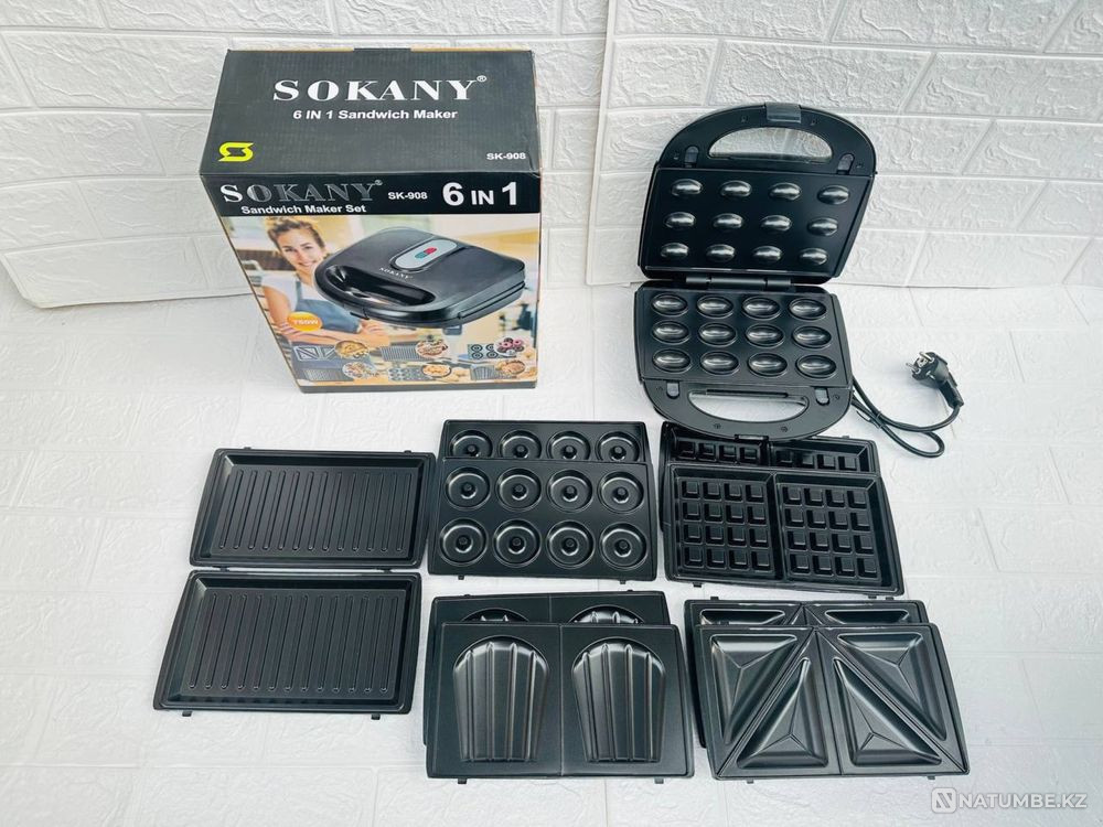 Мультипекарь 6в1; Вафельница Sokany SK-908 Алматы - изображение 2