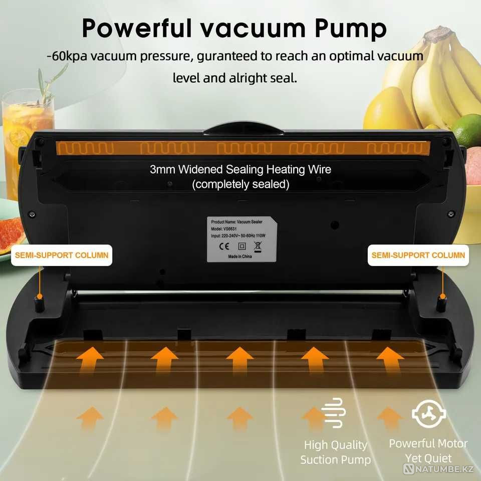 Вакуумный упаковщик; вакуматор VS6613 встроенный АКБ Алматы - изображение 5