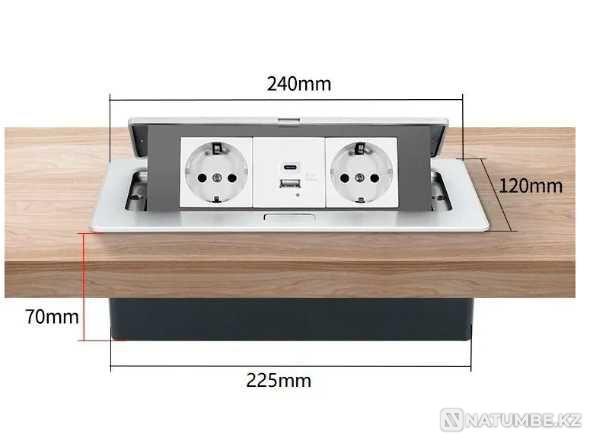 Электрическая розетка; блок на розетки; USB; Type-C в столещницу Алматы - изображение 4