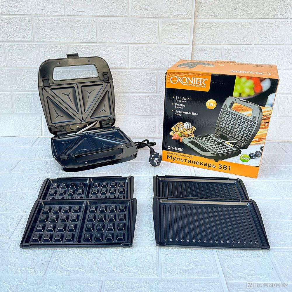 Waffle iron 3in1; multi-baker CRONlER / griller / sandwich maker Almaty - photo 4