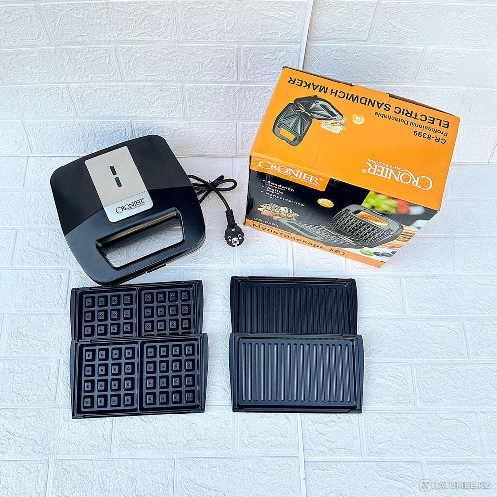 Waffle iron 3in1; multi-baker CRONlER / griller / sandwich maker Almaty - photo 2
