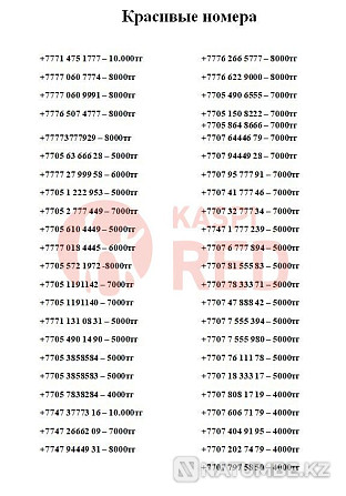 Beeline (Beeline) VIP әдемі нөмірлері; Tele2; Altel; Activ SIM картасы  Алматы - изображение 4