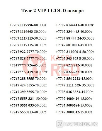 Beeline (Beeline) VIP әдемі нөмірлері; Tele2; Altel; Activ SIM картасы  Алматы - изображение 8