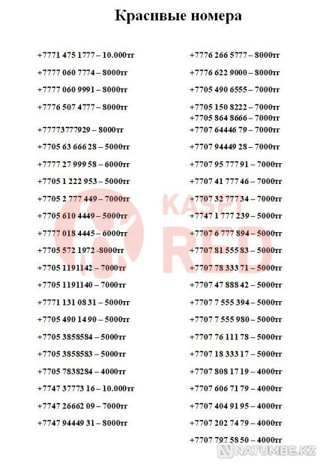 VIP beautiful numbers of Beeline (Beeline); Tele2; Altel; Activ SIM card Almaty - photo 4