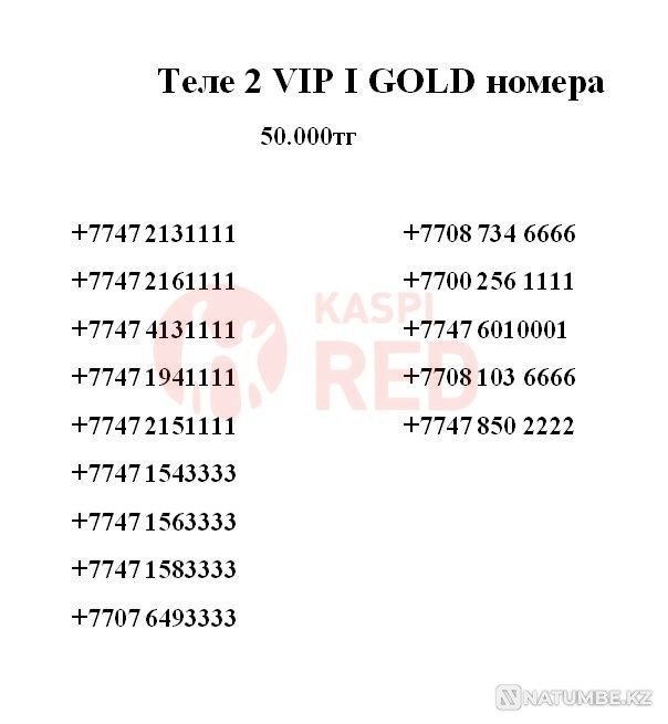 VIP beautiful numbers of Beeline (Beeline); Tele2; Altel; Activ SIM card Almaty - photo 6