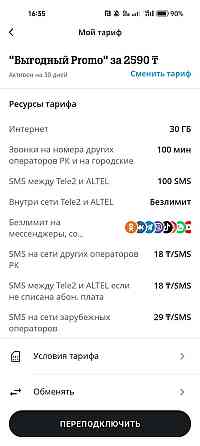 Tele2 Архивный тариф Выгодный PROMO за 2590 Almaty
