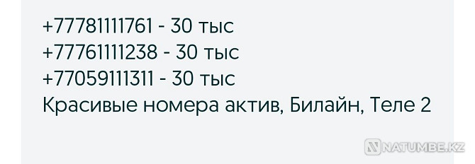Beautiful Beeline numbers; Assets; Tele 2 Almaty - photo 2