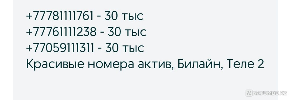 Beautiful Beeline numbers; Assets; Tele 2 Almaty - photo 2
