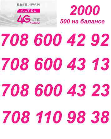 GSM Номера. Сим карты Алтел  Алматы