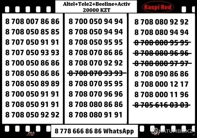 Altel;Tele2;Beeline нөмірлері сатылады!  Алматы - изображение 1