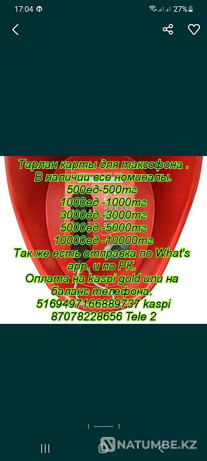 Tarlan cards for payphone Almaty - photo 1