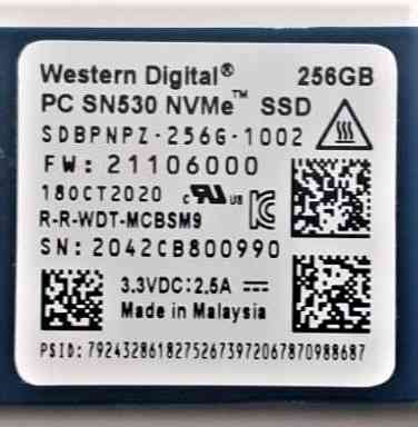 SSD Western Digital SDBPNPZ-256GB NVMe  Қостанай 