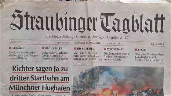 Газета Straubinger Tagblatt февраль 2014  Қостанай 