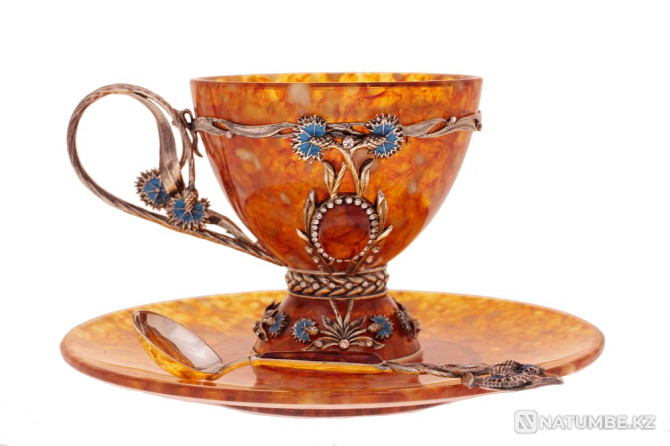 Чайный набор "Василек" из янтаря Москва - изображение 1