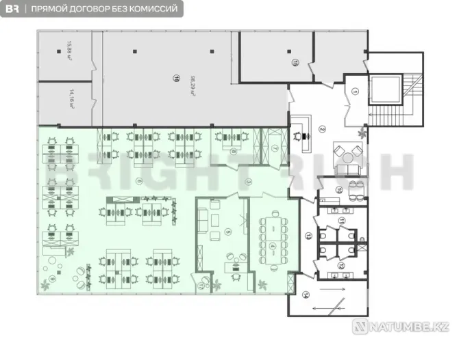Сдается офис. Площадь 375 м² Алматы - изображение 7