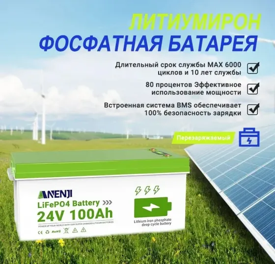 Батарея ANENJI, емкость 100Ah, 24 В Almaty