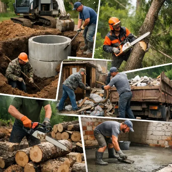 Р Копка, септика, спил деревьев, уразнора Taraz